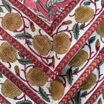 Candy Pink Indian Floral Hand Block Printed Pure Cotton Border Napkins Size 20x20"