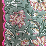 Viridian Green Scallop Embroidery Napkins