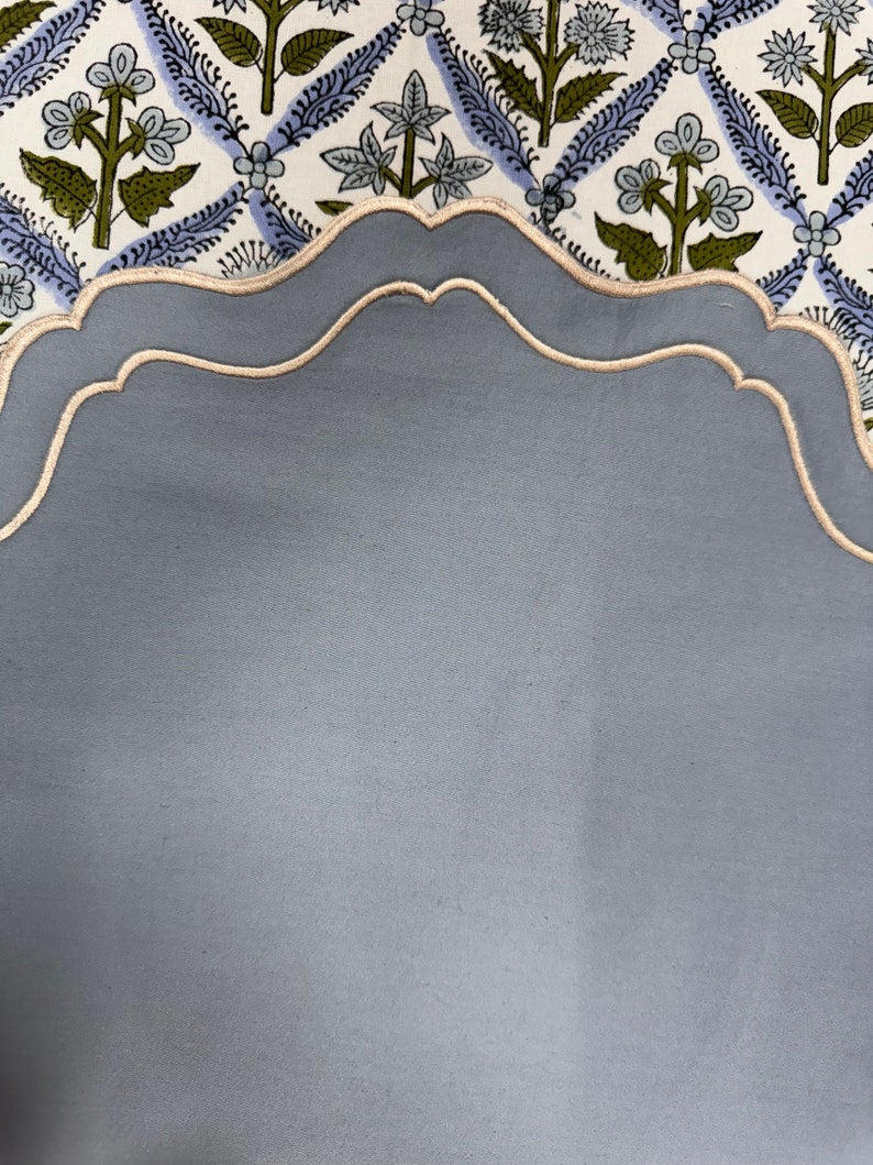 Blue Double Edges Embroidery Placemat
