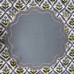 Blue Double Edges Embroidery Placemat