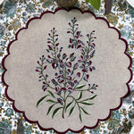Natural Color Fabric Floral Embroidery and Scallops Placemat