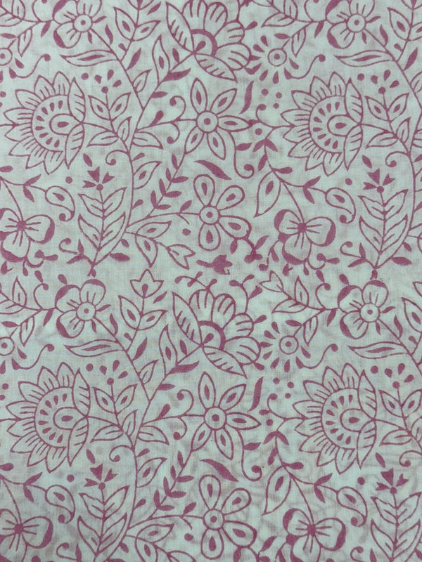 Rose Pink Hand-Block Printed Cotton Cloth