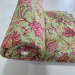 Pistachio Green Hand-Block Printed Cotton Cloth