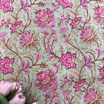 Pistachio Green Hand-Block Printed Cotton Cloth