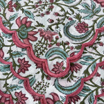 Tulip Pink and Mint Green Scallop Scallop Embroidery Napkins