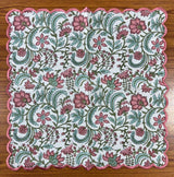 Tulip Pink and Mint Green Scallop Scallop Embroidery Napkins