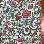 Tulip Pink and Mint Green Scallop Scallop Embroidery Napkins