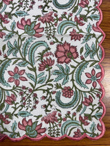 Tulip Pink and Mint Green Scallop Scallop Embroidery Napkins