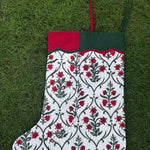 FABRICSG Ruby Red Indian Floral Hand Block Printed Cotton Cloth Christmas Stocking, Christmas Decor, Handmade Decor, Set of 2,4,6,8,10, BOHO, Gifts