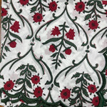 Ruby Red and Emerald Green Scallop Embroidery Napkins