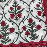 Ruby Red and Emerald Green Scallop Embroidery Napkins
