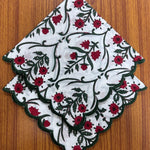 Ruby Red and Emerald Green Scallop Embroidery Napkins
