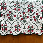 Ruby Red and Emerald Green Scallop Piping Table Runner