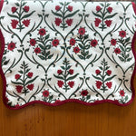 Ruby Red and Emerald Green Scallop Piping Table Runner