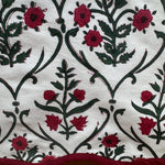 Ruby Red and Emerald Green Scallop Piping Table Runner