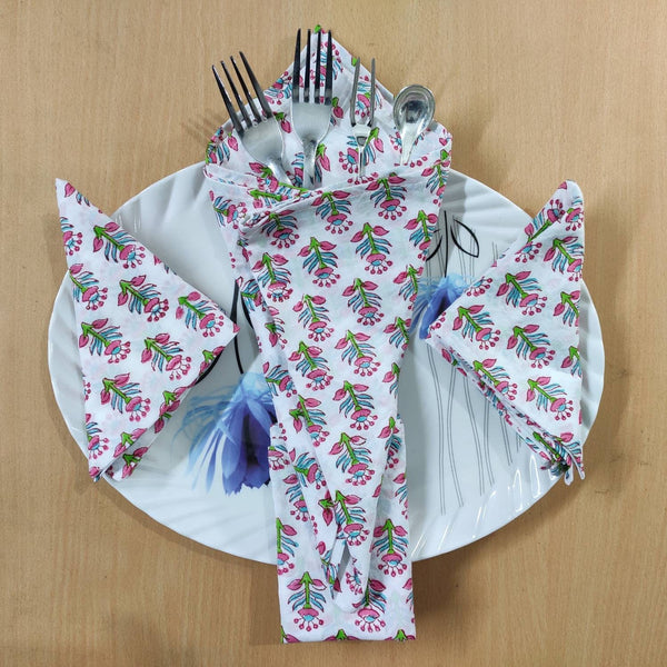Napkin like Tea/lunch/cotton/ vintage (set of 4 ),Floral Block Printed Vintage table cotton Napkin, 20 X 20 inches