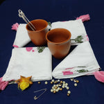 Indian Block Print White Cotton Fabric Napkins Set, Cloth Napkin Set, Housewarming Gift, Christmas Gift, Table Décor