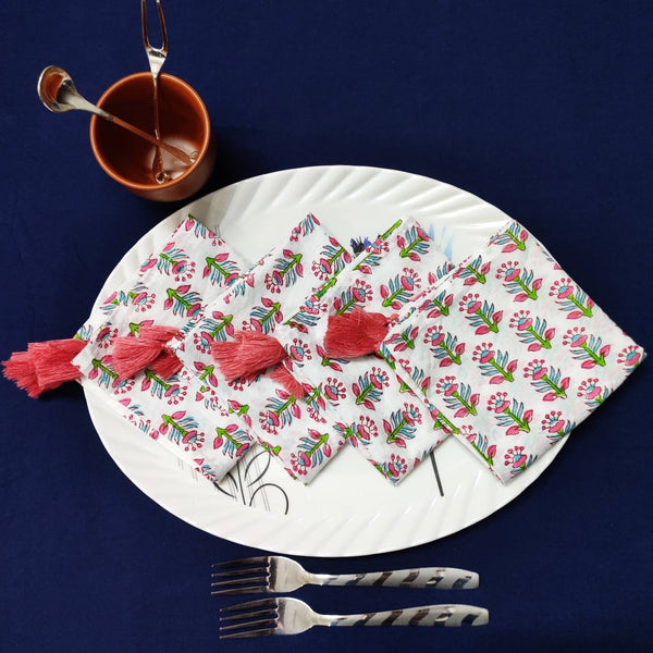 Tea/lunch/cotton/ like vintage napkin (set of 4),Floral Block Printed Napkins,vintage table cotton napkin, 20 X 20 inches