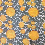 Marigold Hand Block Print Fabric, 100% Cotton Quilting Fabric by the Yard, Quilt Fabric by Yard, Floral Fabric, Quilt Fabric Mask