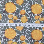 Marigold Hand Block Print Fabric, 100% Cotton Quilting Fabric by the Yard, Quilt Fabric by Yard, Floral Fabric, Quilt Fabric Mask