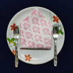Reusable Cloth Napkins, Hand Block Print Cotton napkins set, Indian fabric -20x20 inches,pink napkins