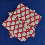 Floral Block Printed Napkins-SET of 4, bandana Face Cover, vintage table cotton napkin, 20" X 20" Inches