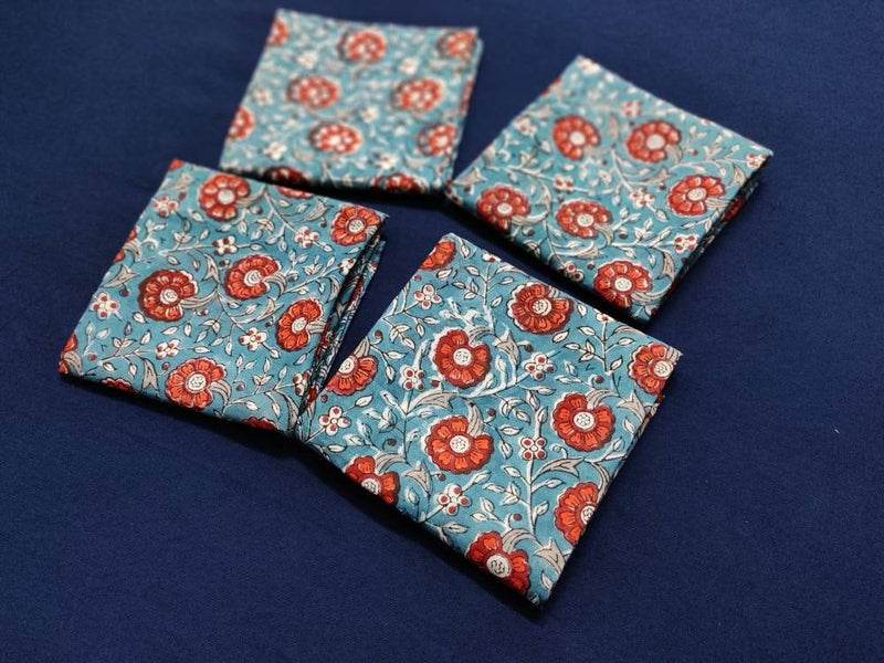 Cotton Napkin, Fabric Face Mask, Facemask, Dinner Cocktail Cloth Table Printed Napkin Set of 4,Bandana Wedding gifts, 20 X 20 inches