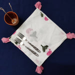 Indian Block Print White Cotton Fabric Napkins Set, Cloth Napkin Set, Housewarming Gift, Christmas Gift, Table Décor