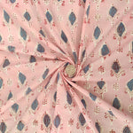Pink and Blue Leafs Pattern 100% Cotton Quilting Fabric by the yard, Quilt Fabric, Indian Fabric, fabric for facemasks, fabric for bags