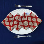 Floral Block Printed Napkins-SET of 4, bandana Face Cover, vintage table cotton napkin, 20" X 20" Inches