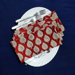 Floral Block Printed Napkins-SET of 4, bandana Face Cover, vintage table cotton napkin, 20" X 20" Inches