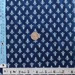 By The Yard Indigo Blue Fabric, Indian Cotton Fabric, Natural Dyed Block Printed Fabric, Leaf Print Summer Dress Cotton Fabric