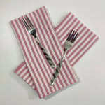 Pink white striped napkins, linen cloth napkins, flax wedding napkins, linen unpaper napkin, indian napkins, handmade napkins