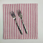 Pink white striped napkins, linen cloth napkins, flax wedding napkins, linen unpaper napkin, indian napkins, handmade napkins
