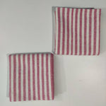 Pink white striped napkins, linen cloth napkins, flax wedding napkins, linen unpaper napkin, indian napkins, handmade napkins