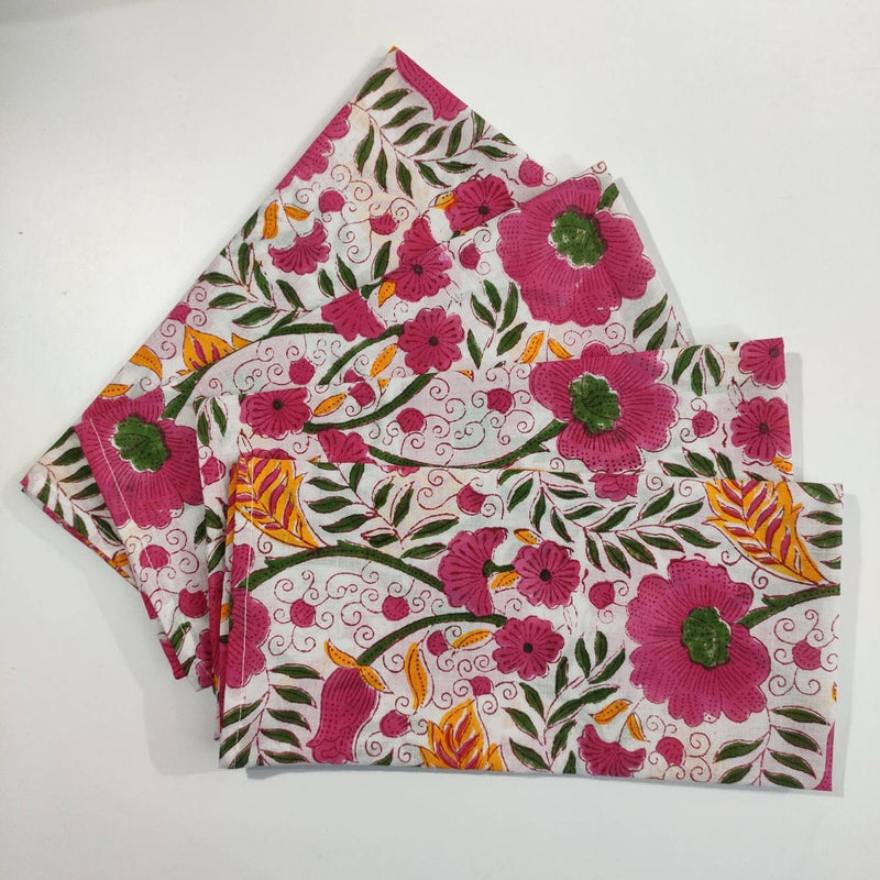 Set of 4 Christmas cloth napkins, 20" x 20"reusable Christmas napkins, Cotton napkins,Christmas table decor,Hand Block Printed napkins