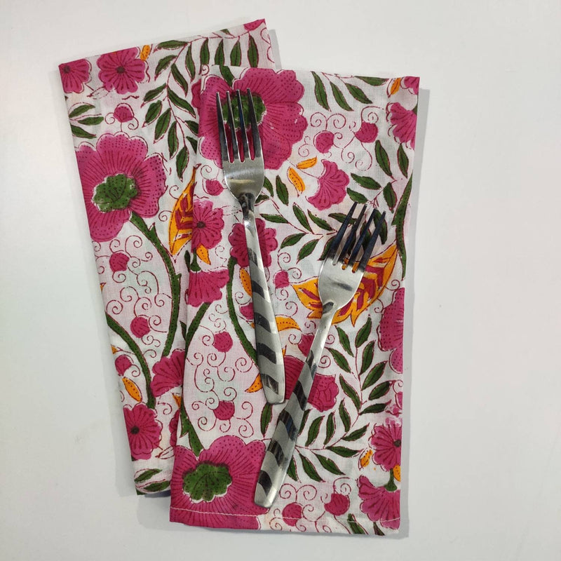 Set of 4 Christmas cloth napkins, 20" x 20"reusable Christmas napkins, Cotton napkins,Christmas table decor,Hand Block Printed napkins