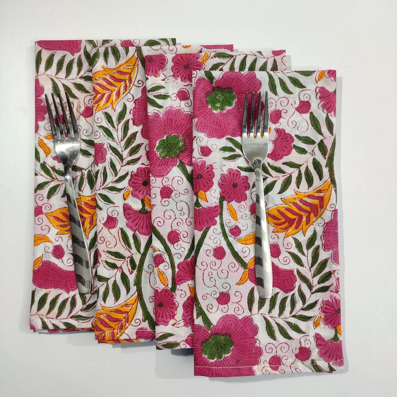 Set of 4 Christmas cloth napkins, 20" x 20"reusable Christmas napkins, Cotton napkins,Christmas table decor,Hand Block Printed napkins