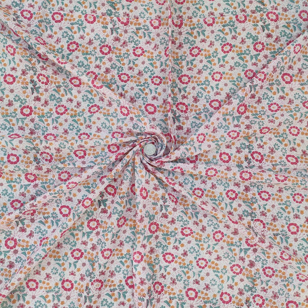 Multi Color Booty Hand Block Printed Fabric, 100% Cotton Quilting Fabric by the Yard, Quilt Fabric by Yard, Floral Fabric Mask