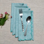 Set of Four Scalloped Napkins | Trimmed | Scallop-Edged Linen Napkins | Table Linen & Accessories