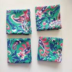 Reusable Cloth Napkins, Set of Four. Washable and Pretty, 18x18 Inches
