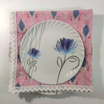 Block Print Napkin with Border Lace, Designer Cotton Napkins, Set of 4, Colourful Print by Hand Block,Sustainable Cloth Napkins