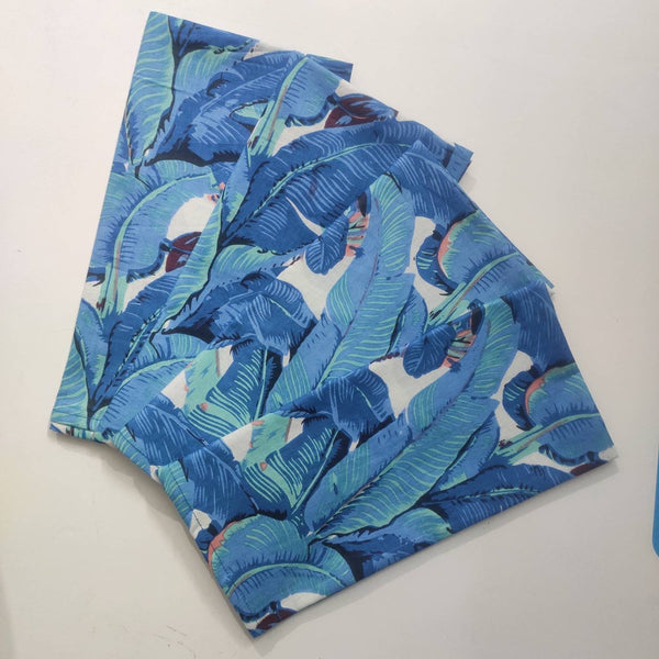 Blue leaf Cotton dinner napkins/Indian Cotton Napkins/Block Print Napkin/Cotton Kitchen Towel/Block Printed Tea towel/Set of 4