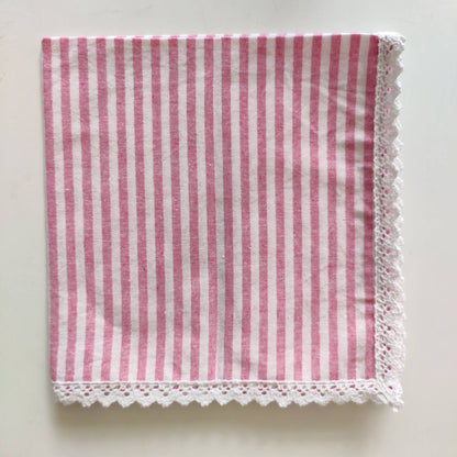 Pink striped Linen napkins, cloth napkins, striped wedding napkins, linen table napkins, table napkin, rustic napkins, wedding cloth napkin