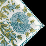 Blue Printed Size-20x20" Floral Hand Block 100% Pure Cotton Cotton Border Napkins