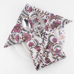 FABRICSG, Cotton Napkins, Cloth Napkins, Indian Block Print Napkins, 9"x9"Cocktail Napkin, 20"x20" Dinner Napkins