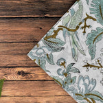 Sage and Olive Green Parrot and Leaves Hand Block Printed Border Size 20x20" Cotton Cloth Dinner Napkins