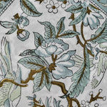 Sage and Olive Green Parrot and Leaves Hand Block Printed Border Size 20x20" Cotton Cloth Dinner Napkins