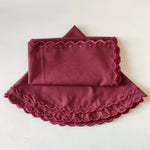 Linen Scallop Cotton Napkins + placemats with Trimming embroidered, Set of 2, Scallop edge Napkin, Linen Sustainable Cloth Napkins