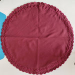 Linen Scallop Cotton Napkins + placemats with Trimming embroidered, Set of 2, Scallop edge Napkin, Linen Sustainable Cloth Napkins